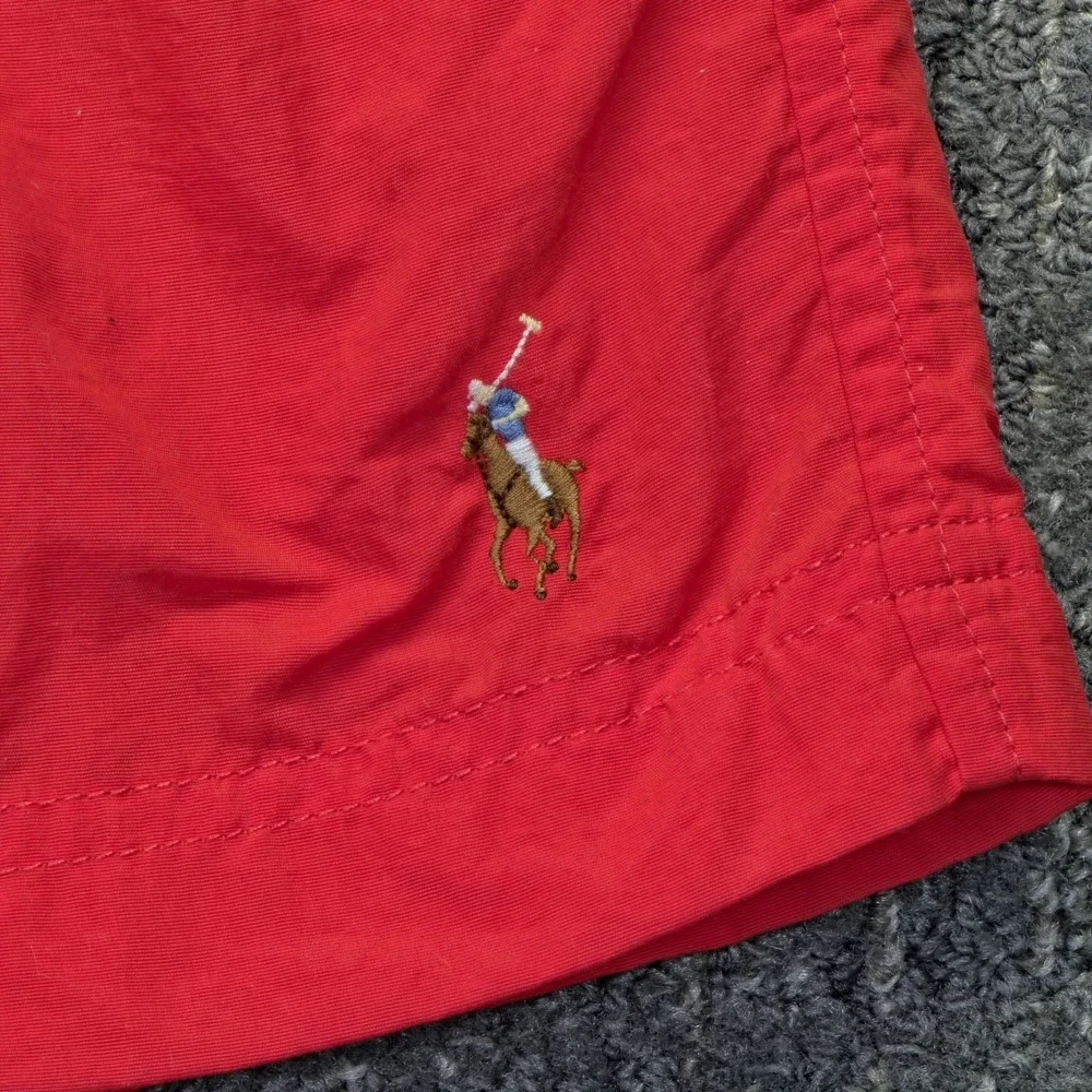 Vintage Polo Ralph Lauren Swim Trunks Men Large Red Nylon Pony Volley Shorts 90s
